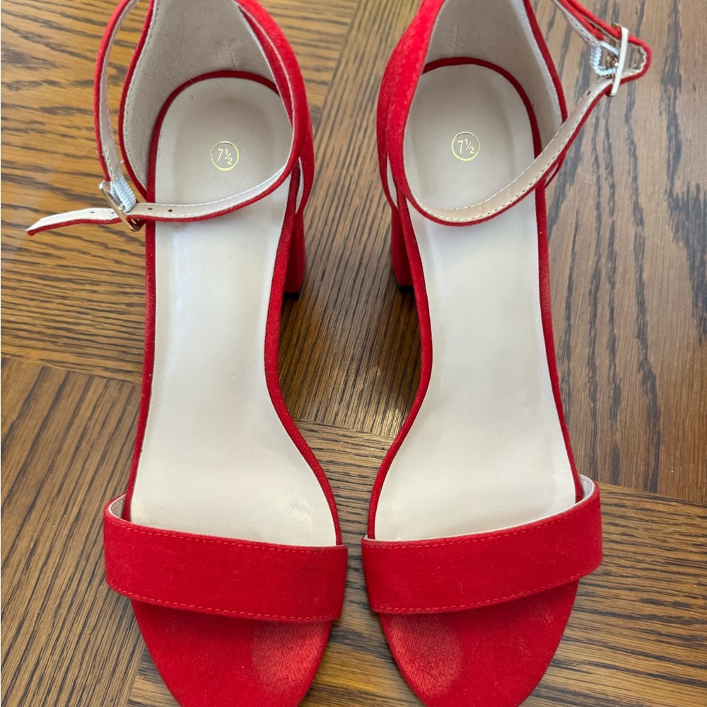 Red Suede Women's Heels